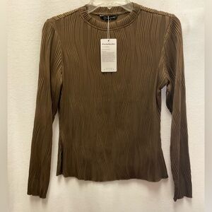 Brown Textured Long-Sleeve Top